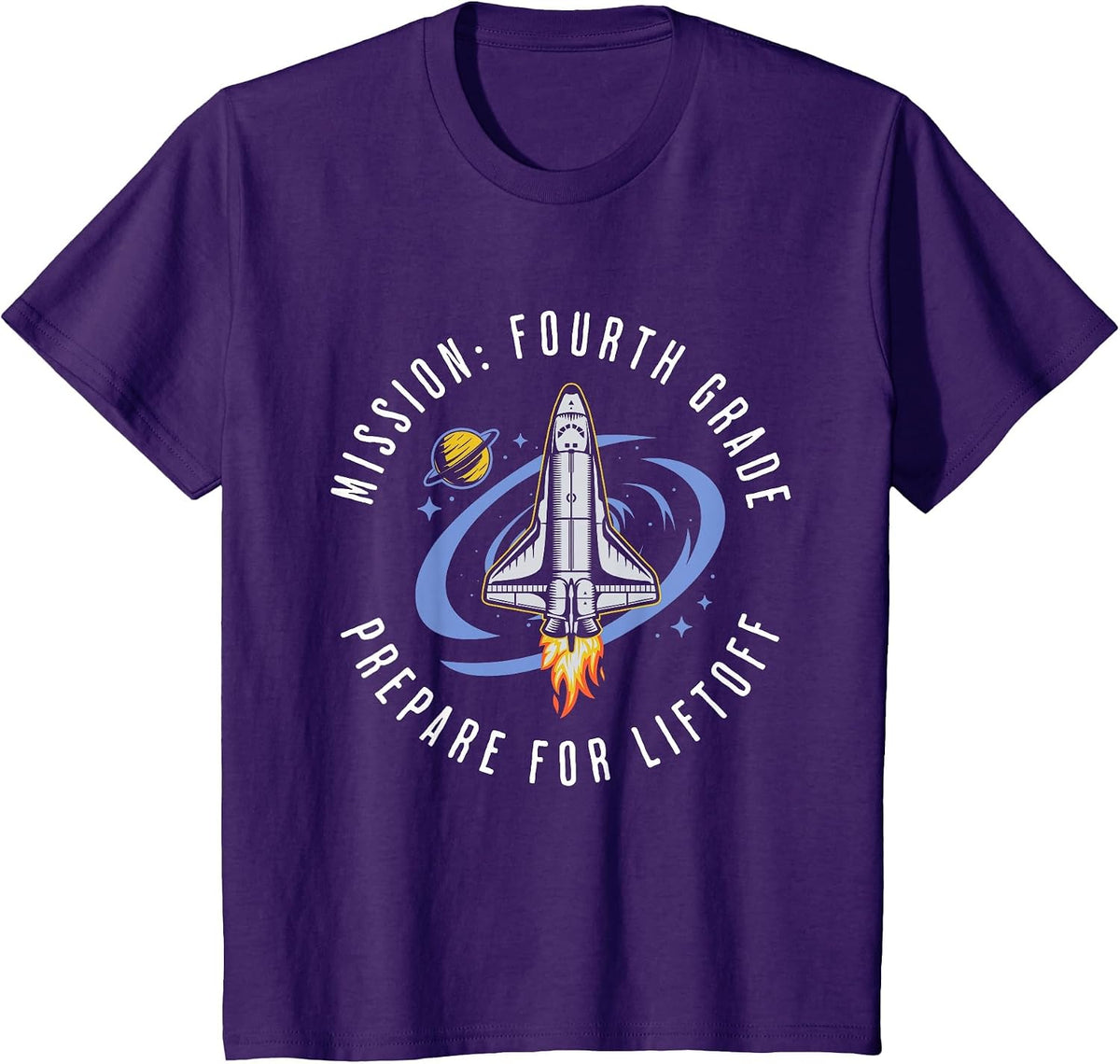 Mission Fourth Grade Space Rocket Back to School VI T-Shirt - Purple
