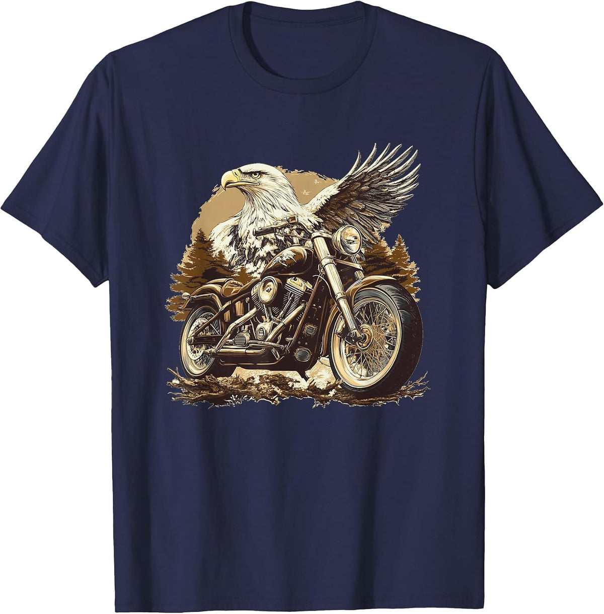 Nice Eagle Biker Costume for Motorcycle Lovers T-Shirt - Navy Blue
