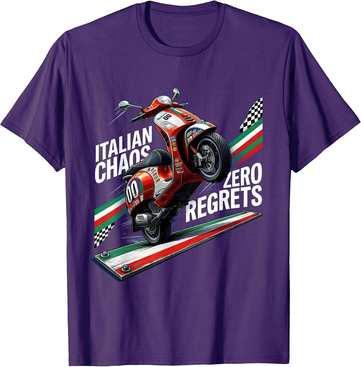 Men's Italian Brainrot Italian Chaos Zero Regrets Design T-Shirt - Purple