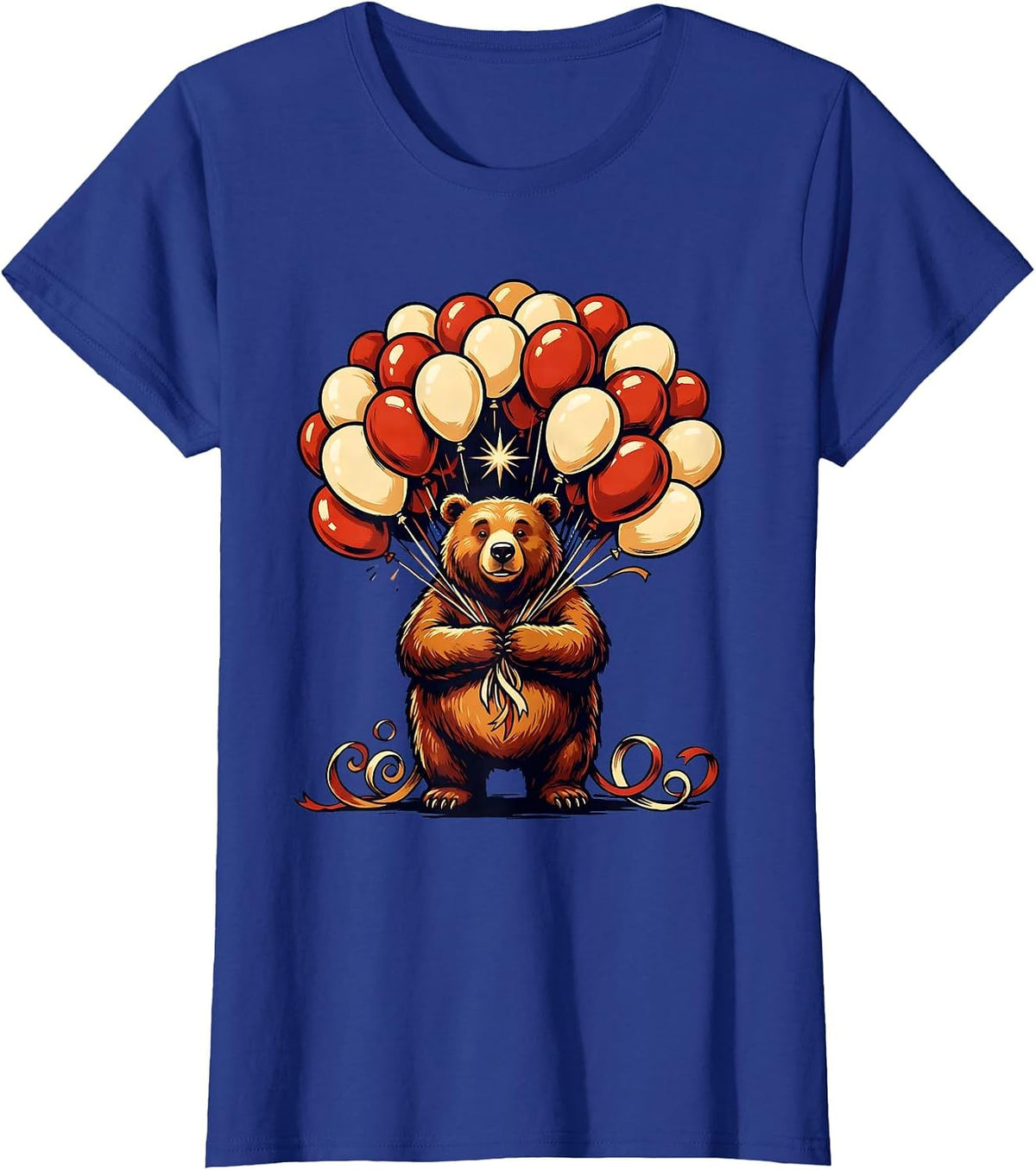 Women's 21st Birthday Bear with Balloon Bouquet T-Shirt - Royal Blue