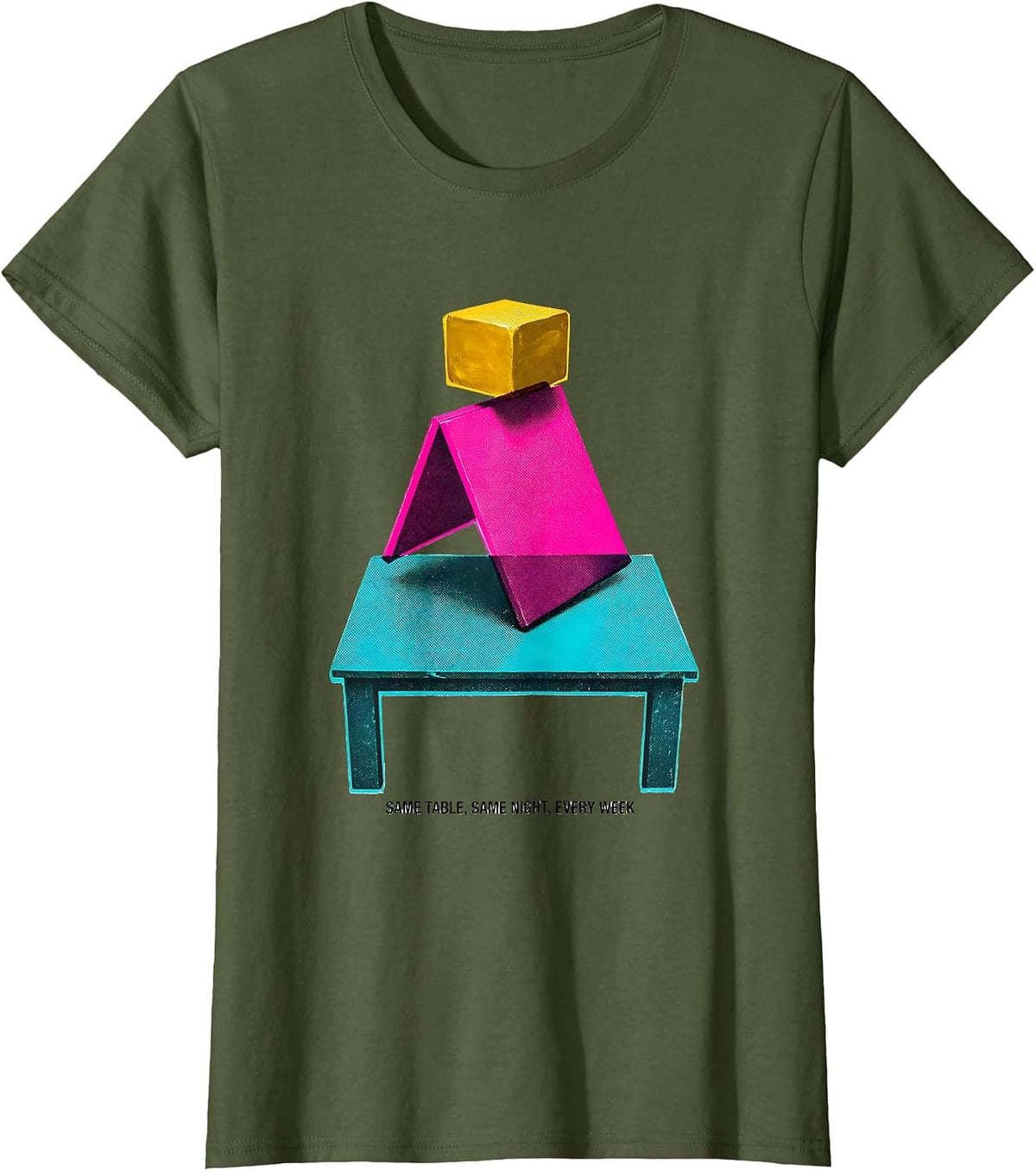 Women's Same Table Same Night Every Week Funny Billiards Pool Player T-Shirt - Olive Green