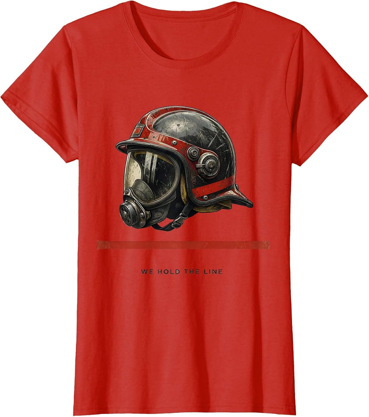 Women's We Hold The Line Vintage Firefighter Tribute Thin Red Line T-Shirt - Red