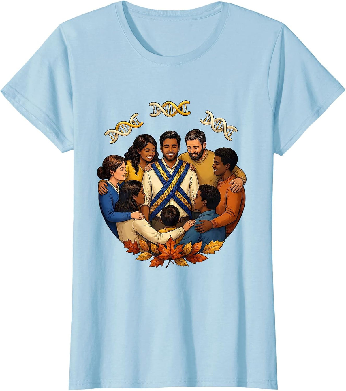 Women's Storybook Family Circle Down Syndrome Awareness October T-Shirt - Baby Blue