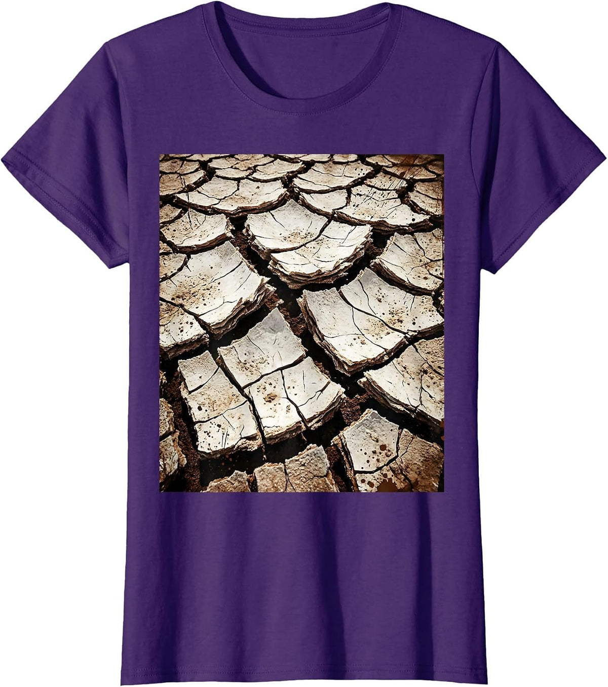 Women's Salty Earth Cracked Salt Flat Desert Graphic T-Shirt - Purple
