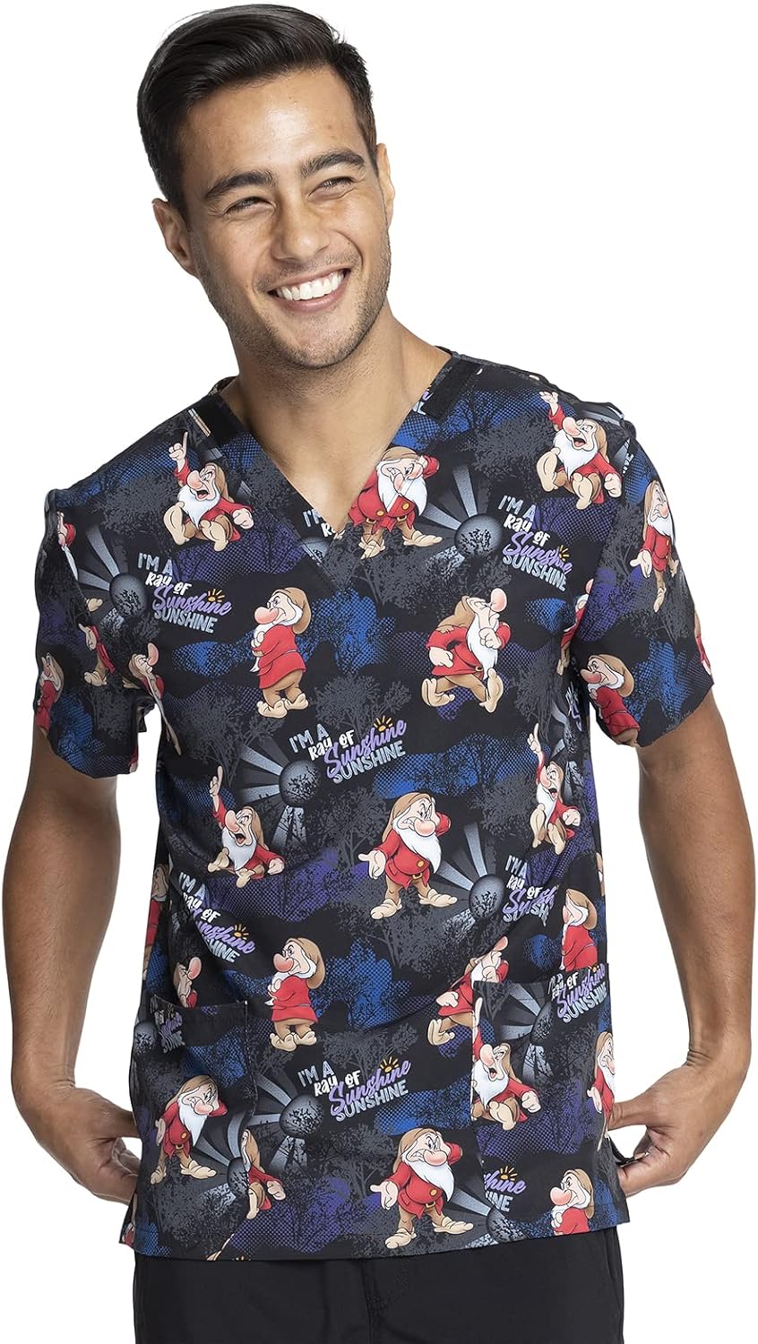 Tooniforms Printed Men & Women Scrubs Top V-Neck 2 Pockets - Ray of Sunshine