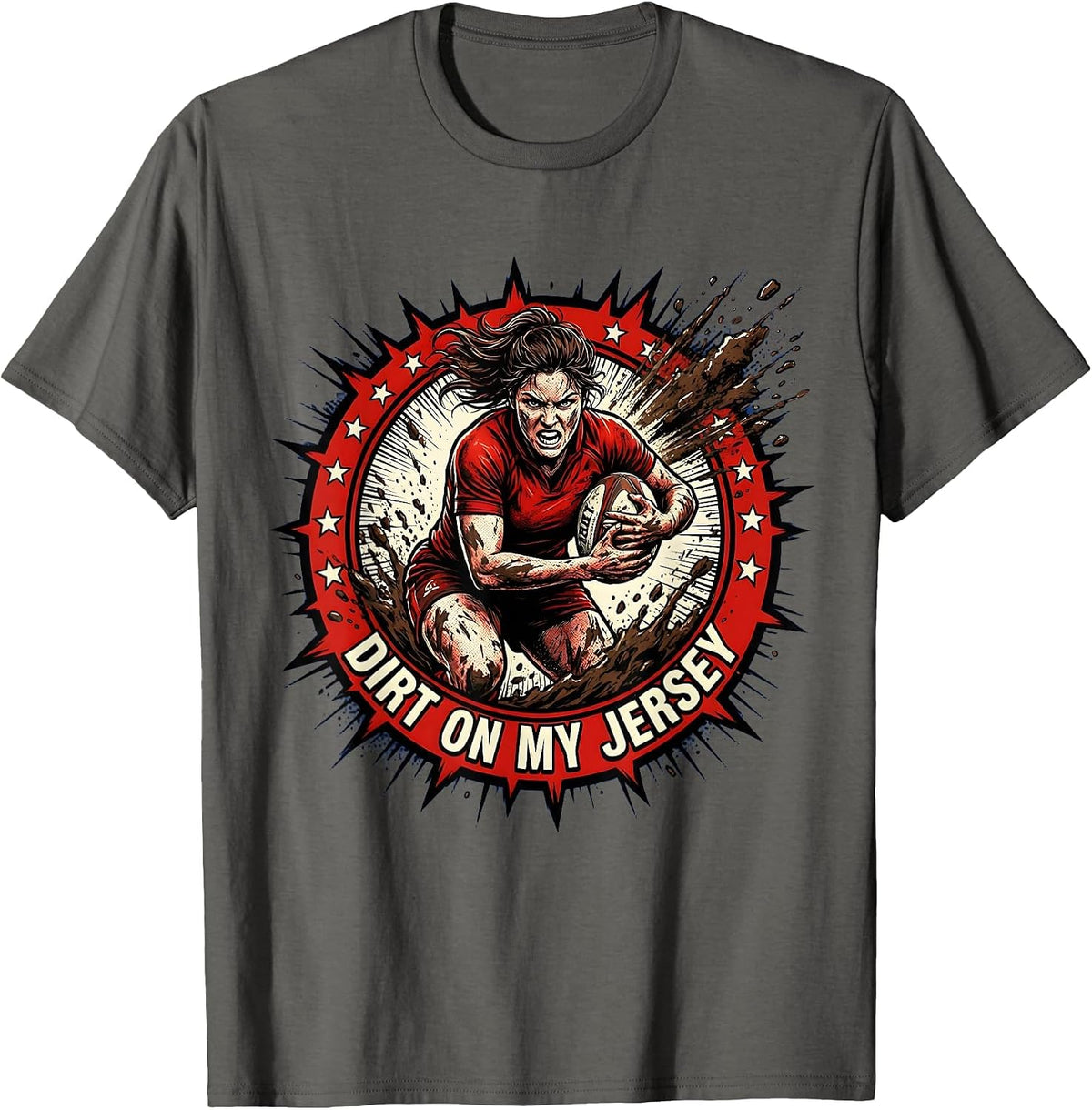 Dirt On My Jersey Rugby Player Design T-Shirt - Asphalt Grey