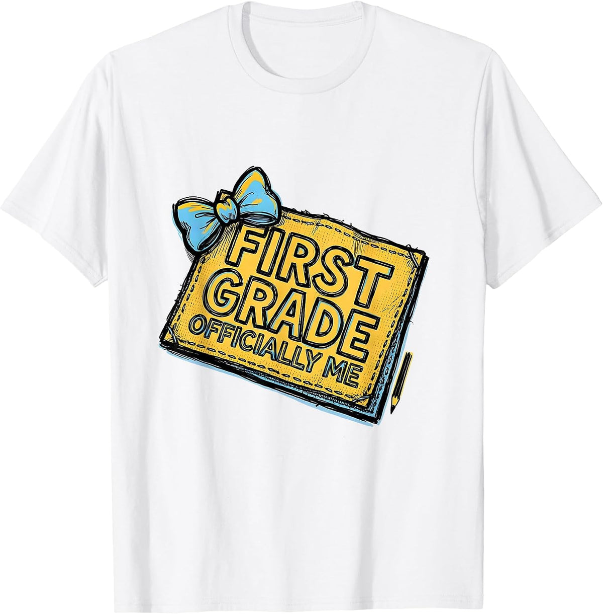 Men's First Grade Officially Me Cute Coquette Bow Back to School T-Shirt - White