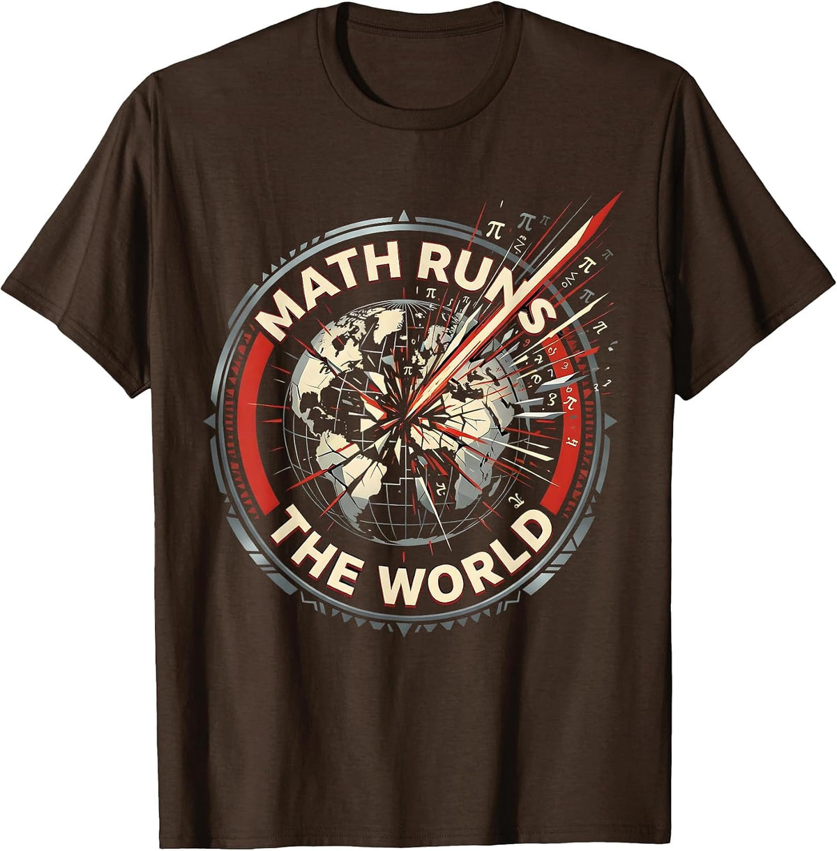 Math Runs The World Graphic Design T-Shirt - Brown