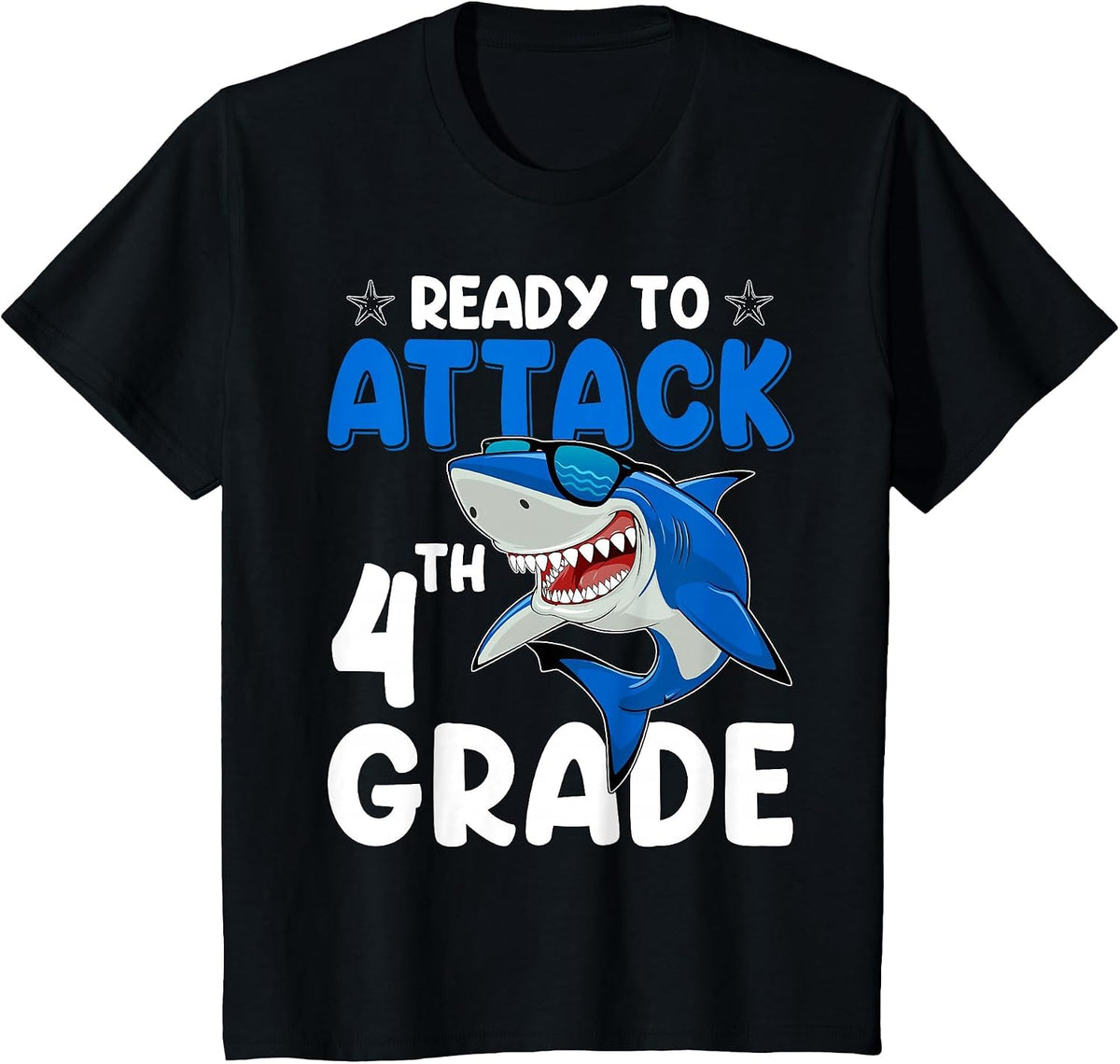 Ready to Attack 4th Grade Shark Fourth Grade Teacher Student T-Shirt - Black