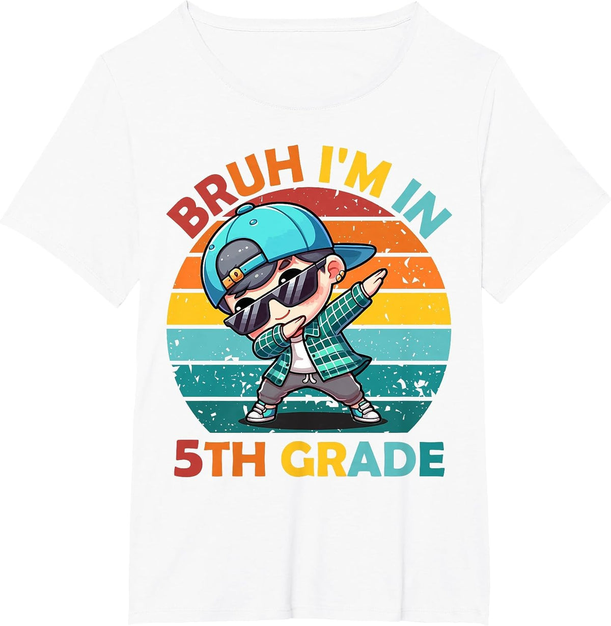 Fifth Grade Bruh I'm in 5th Grade Dabbing Boy Student School T-Shirt - White