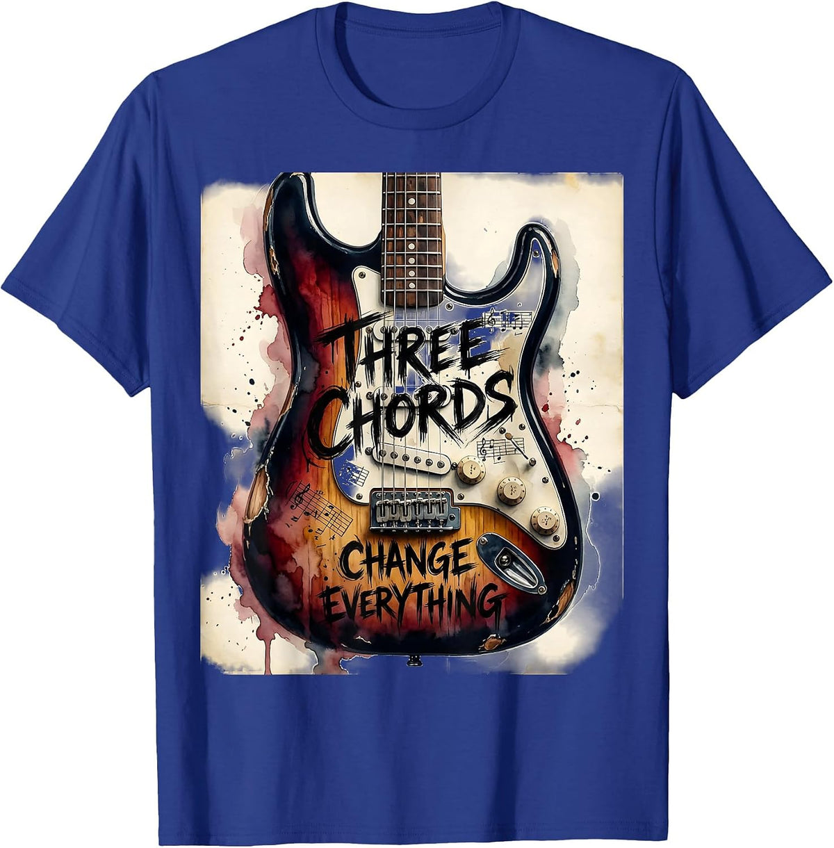 Three Chords Change Everything Punk Rock Design T-Shirt - Royal Blue