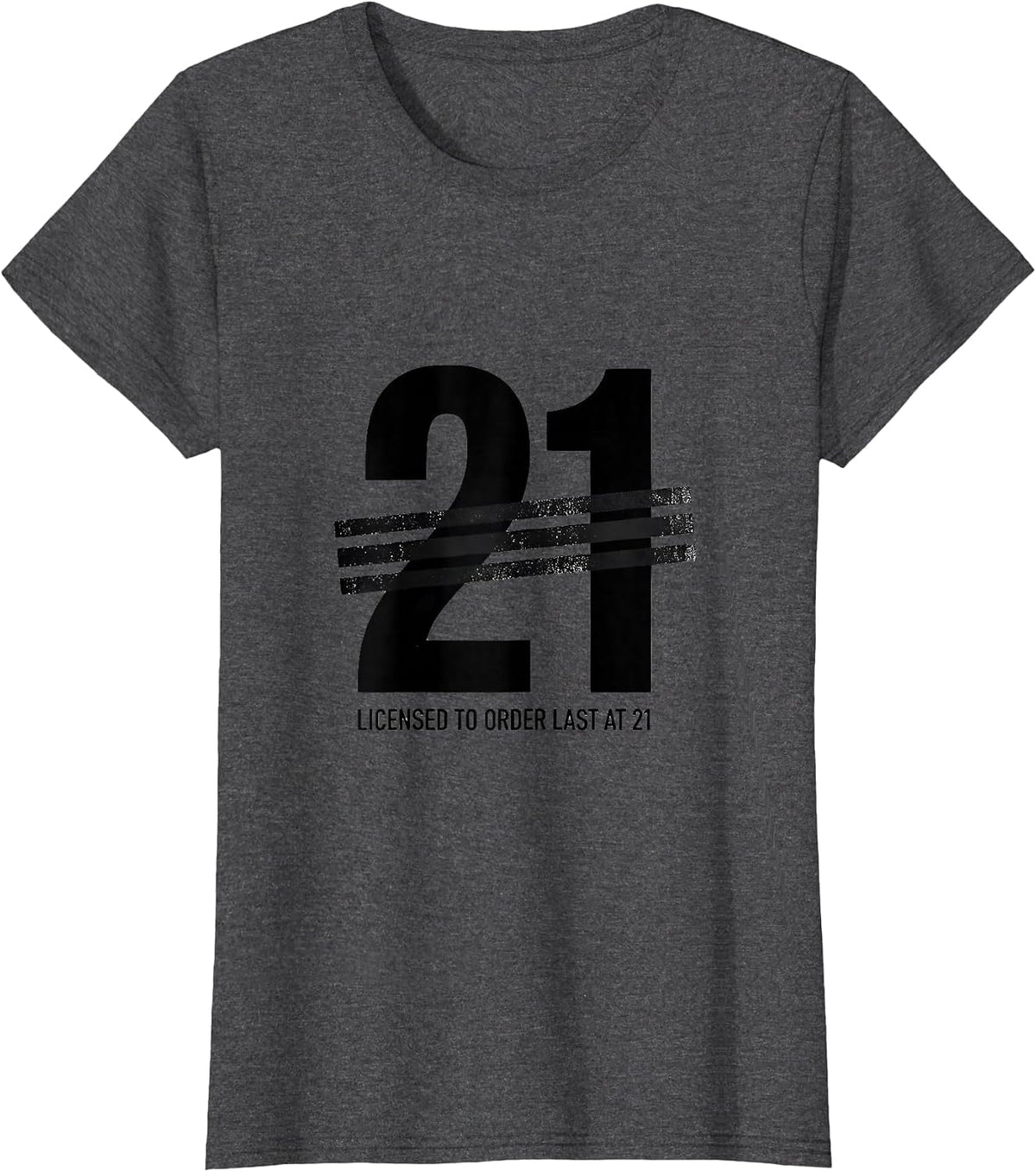 Women's Licensed To Order Last At 21 Funny Milestone Birthday Age T-Shirt - Dark Heather Grey