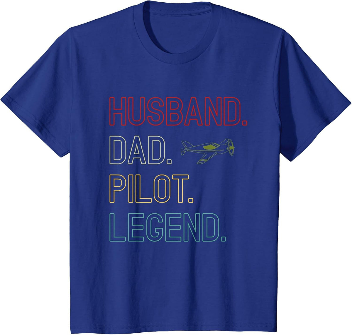 Husband Dad Pilot Legend - Retro Pilot Dad T-Shirt - Royal Blue