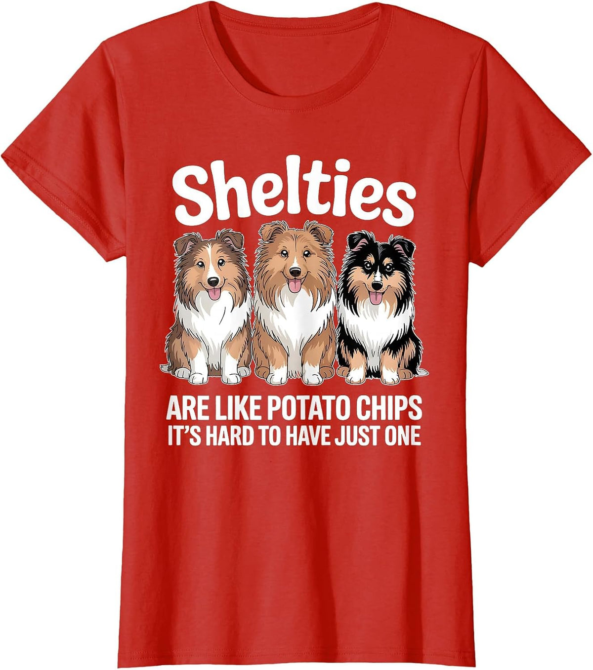 Sheltie Dog Lover Tee Funny Herding Shetland Sheepdog T-Shirt for Pet Owners - Red