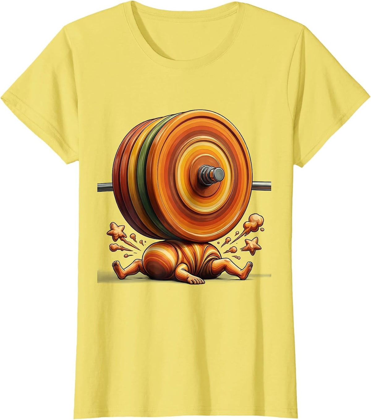Funny Gym Tiny Person Crushed By Weights T-Shirt - Lemon Yellow