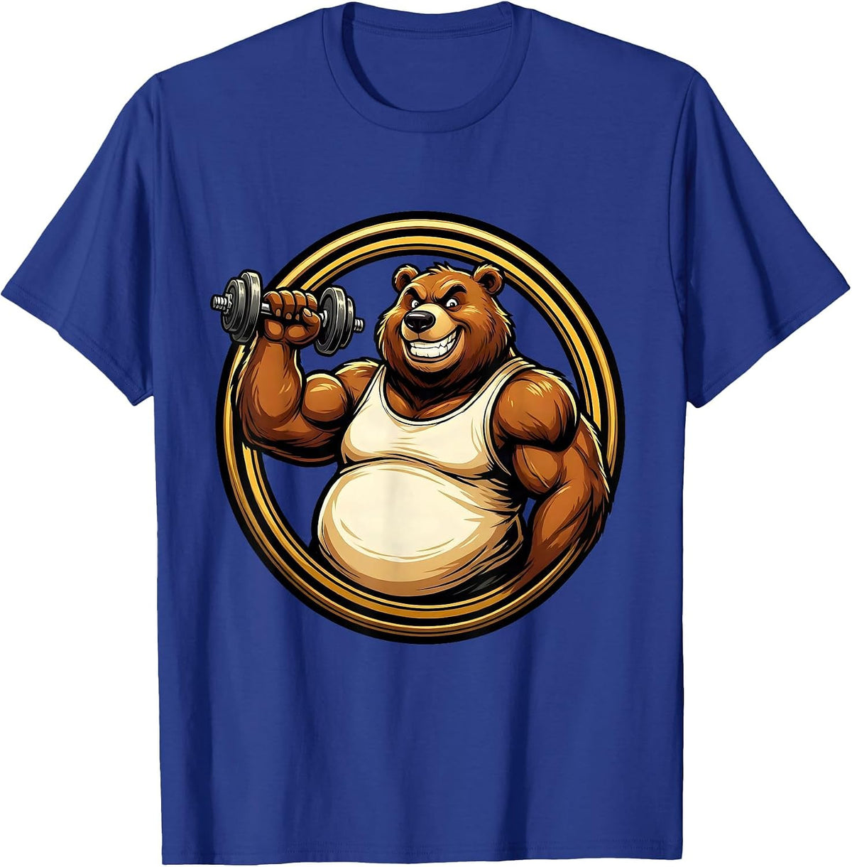 Men's Kinda Fit Sorta Fat Gym Bear Bicep Curl T-Shirt - Royal Blue