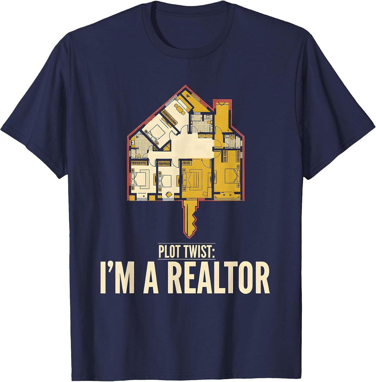 Men's Plot Twist: I'm A Realtor Funny Real Estate Agent Humor T-Shirt - Navy Blue