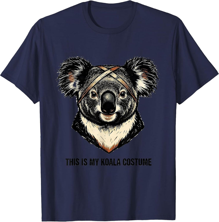 This Is My Koala Costume Funny Animal Lover Halloween Party T-Shirt - Navy Blue
