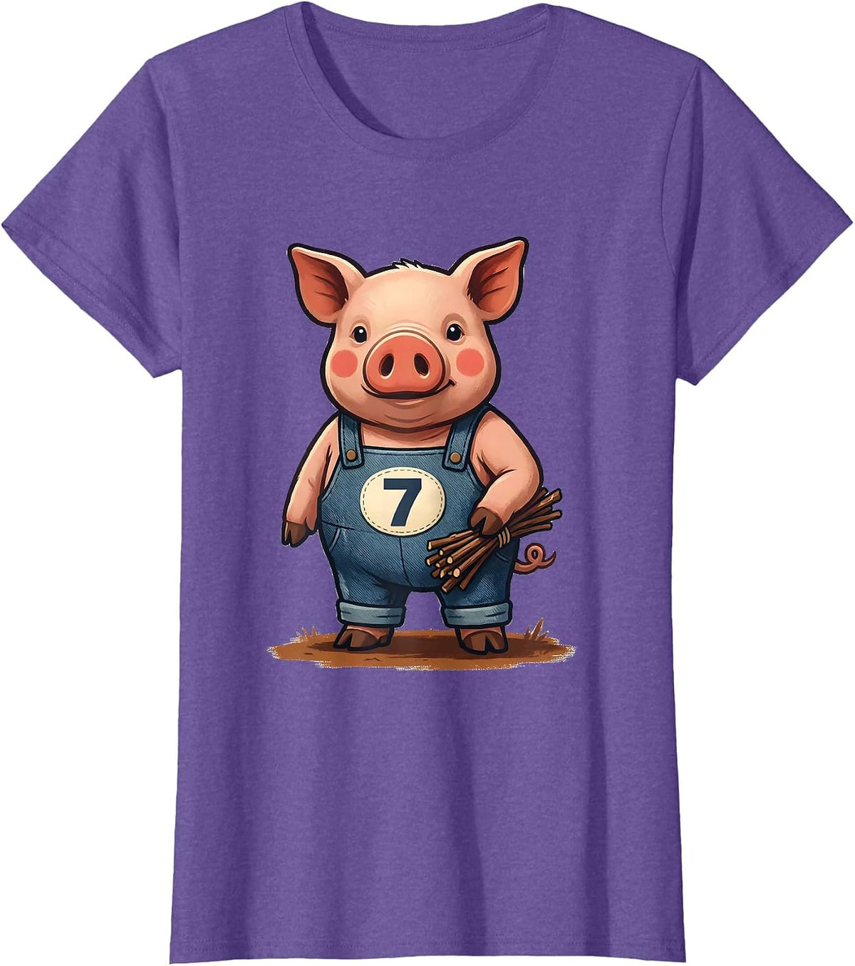 7 Funny Pig Lover Halloween Costume Humor T-Shirt - Purple Heather