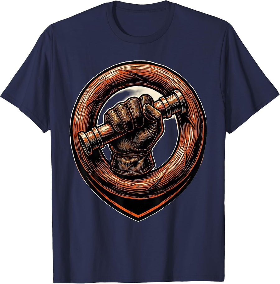Firefighter Charged Hose Grip Graphic Tee T-Shirt - Navy Blue