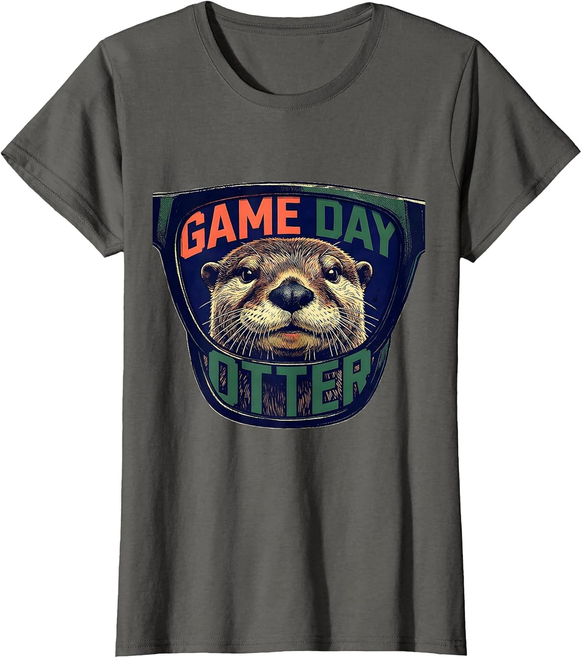 Women's Game Day Otter Funny Animal Lover Sports Fan Mascot T-Shirt - Asphalt Grey