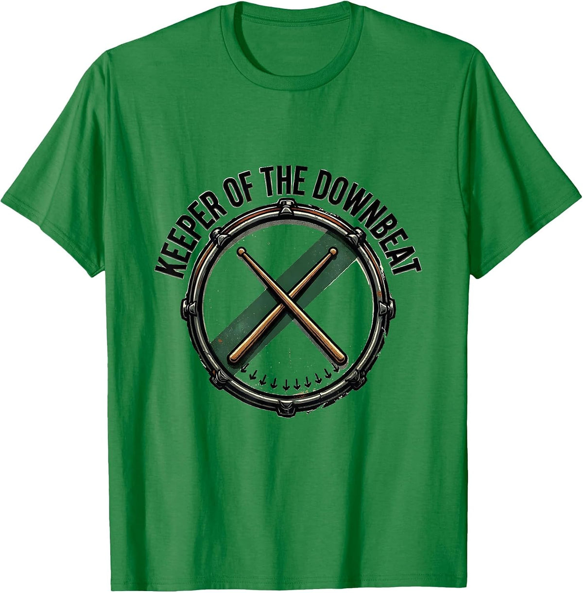 Men's Keeper Of The Downbeat Vintage Drummer Drumline T-Shirt - Kelly Green