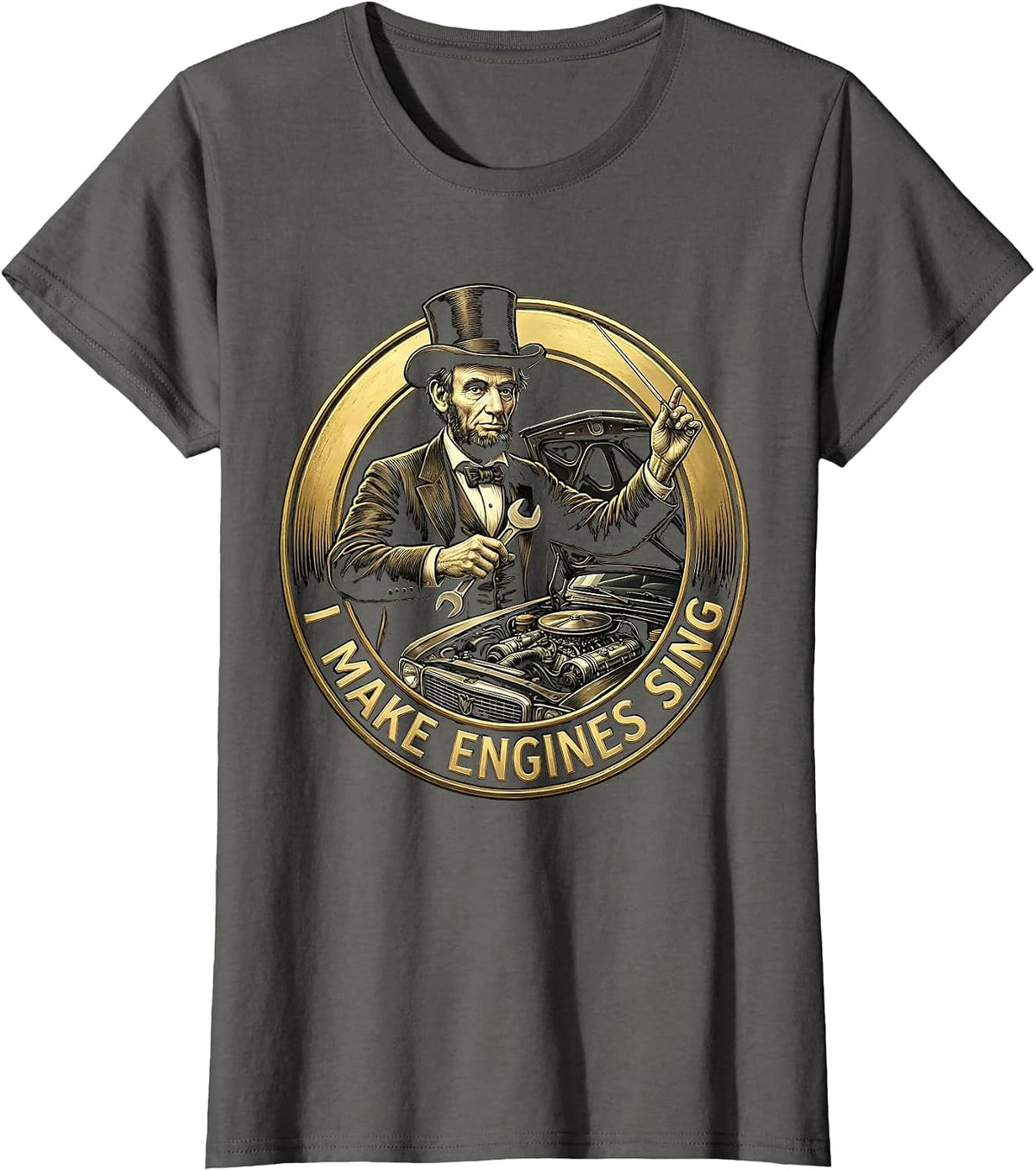 Women's I Make Engines Sing Mechanic Pride Design T-Shirt - Asphalt Grey