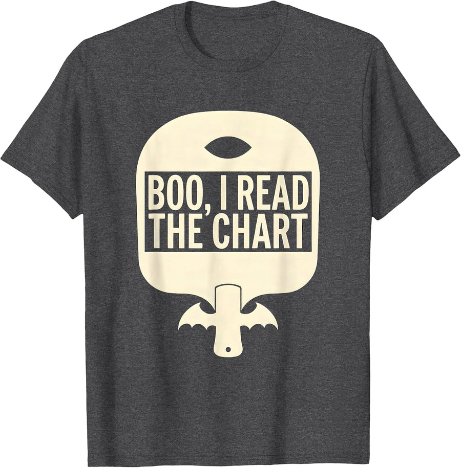 Men's Boo I Read The Chart Funny Optometrist Halloween Eye Doctor T-Shirt - Dark Heather Grey