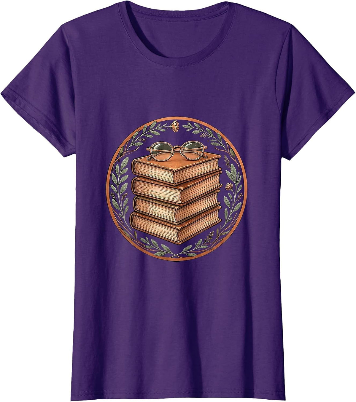 Women's English Teacher Classic Novels Reading Glasses Graphic T-Shirt - Purple