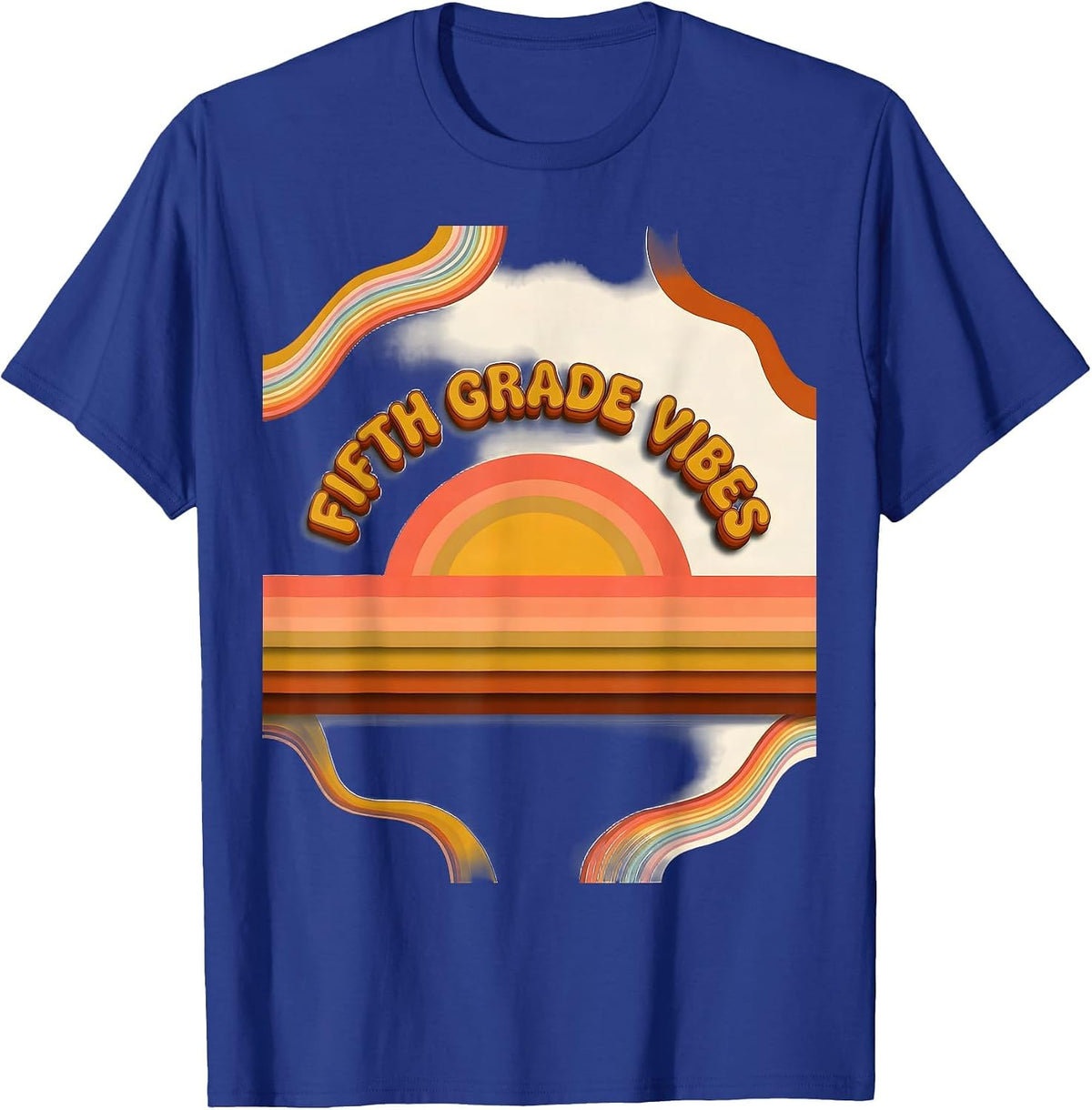 Fifth Grade Vibes Retro Teacher Back To School T-Shirt - Royal Blue
