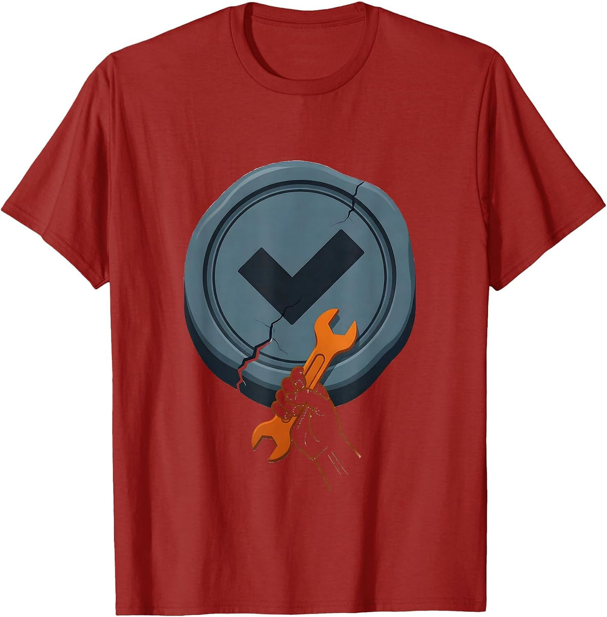 Men's Status Seal Tech Support IT Worker Sarcastic Humor T-Shirt - Cranberry Red