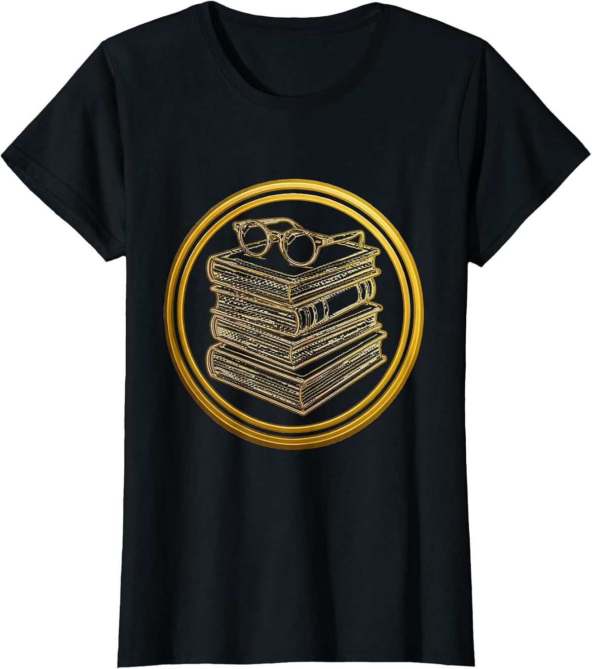 Yellow Books Reading Glasses Teacher Gift T-Shirt - Black