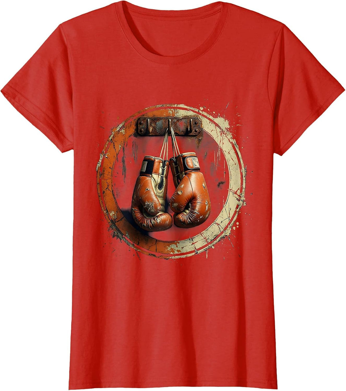 Neon Boxing Gloves Hanging From Hook T-Shirt - Red