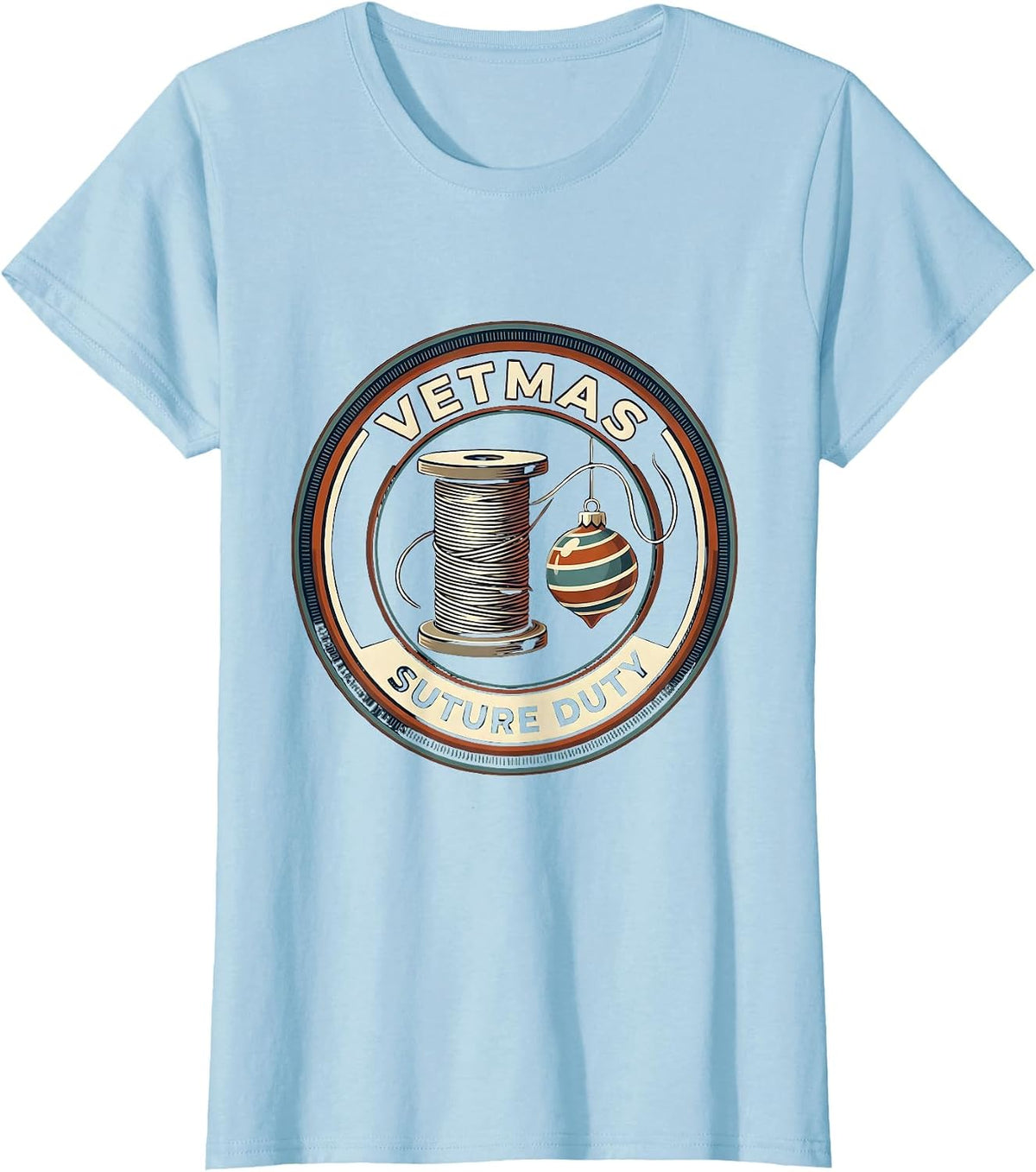 Vetmas Suture Duty Funny Vet Tech Christmas Veterinary Crew T-Shirt - Baby Blue