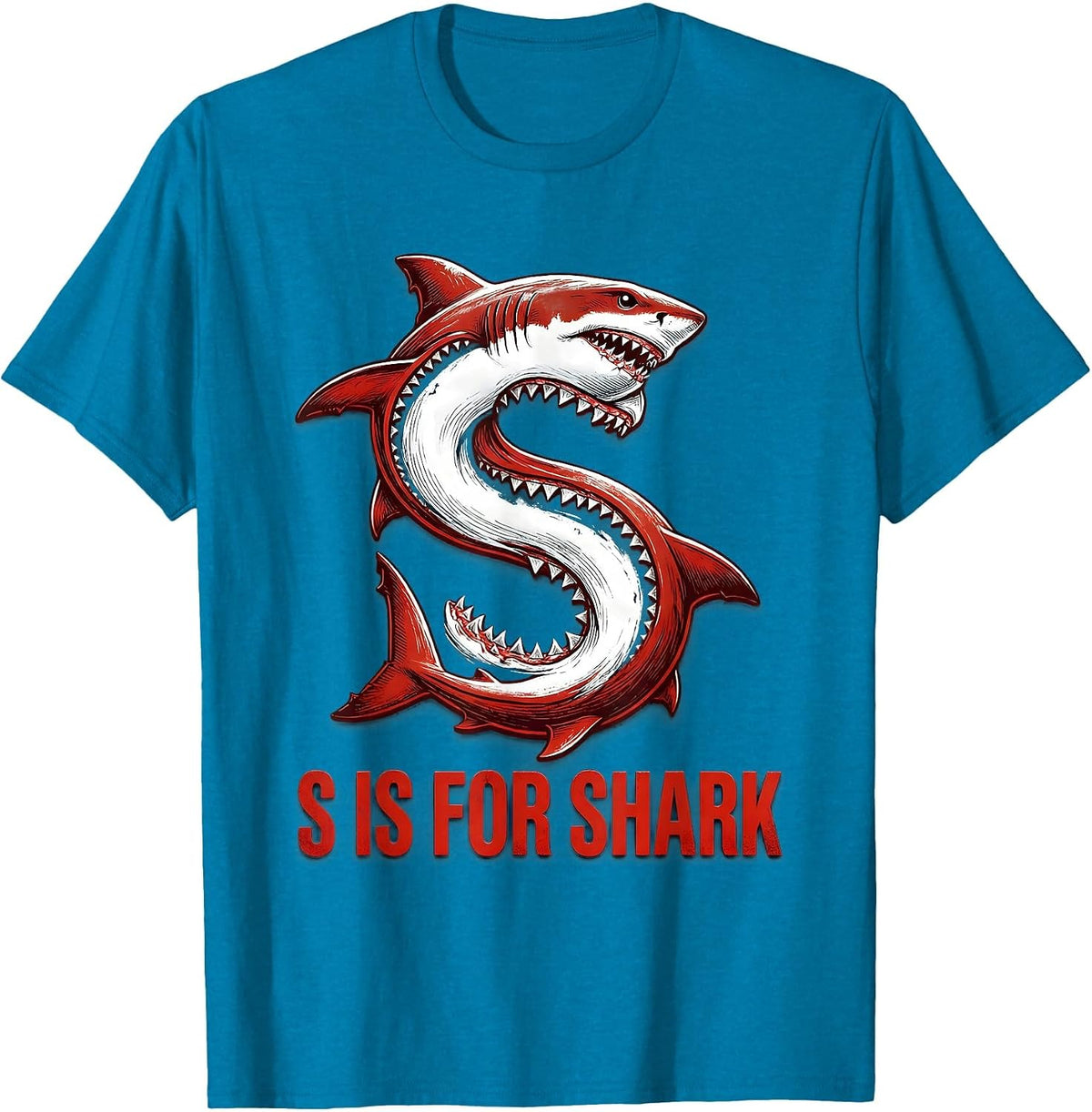 S Is For Shark Educational Alphabet Learning Kids Letters T-Shirt - Sapphire Blue