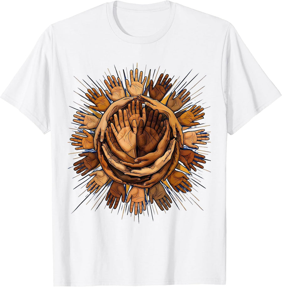 President Pride Unity Diverse Hands Circle Design T-Shirt - White