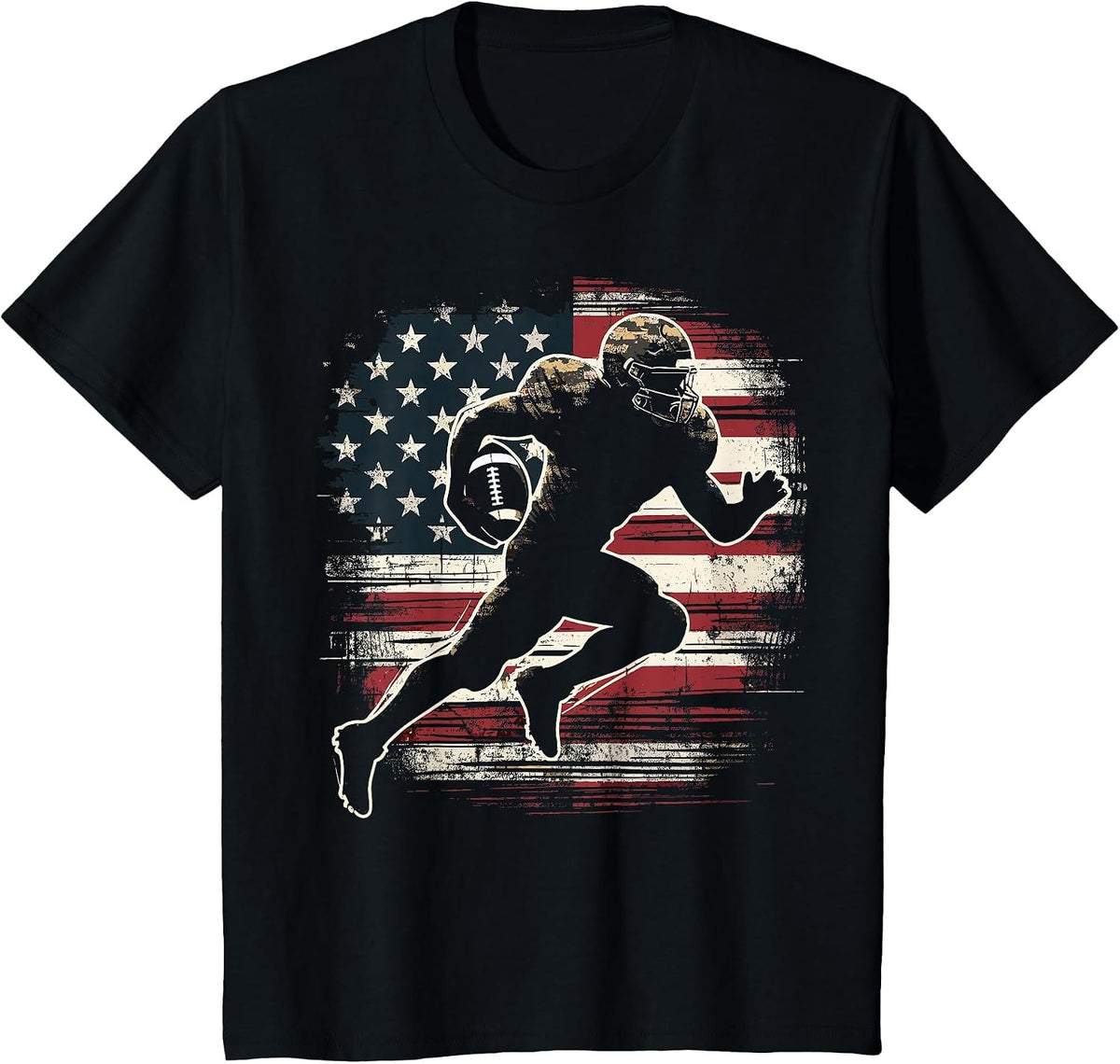 American Football Player Patriotic T-Shirt - Black