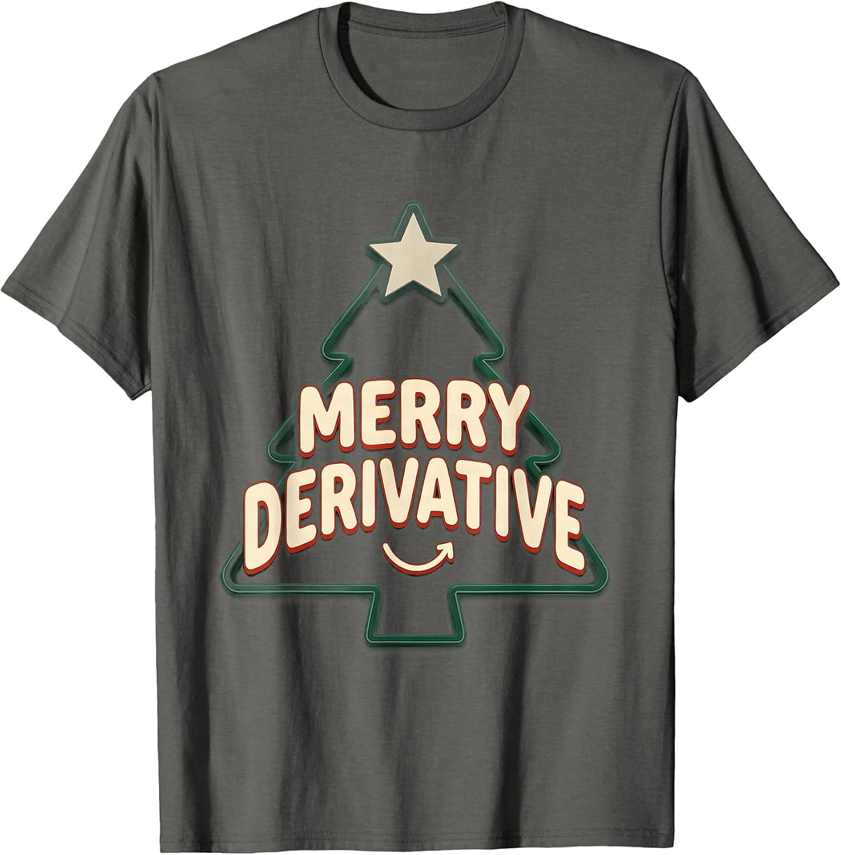 Men's Merry Derivative Math Teacher Christmas Pun Humor T-Shirt - Asphalt Grey