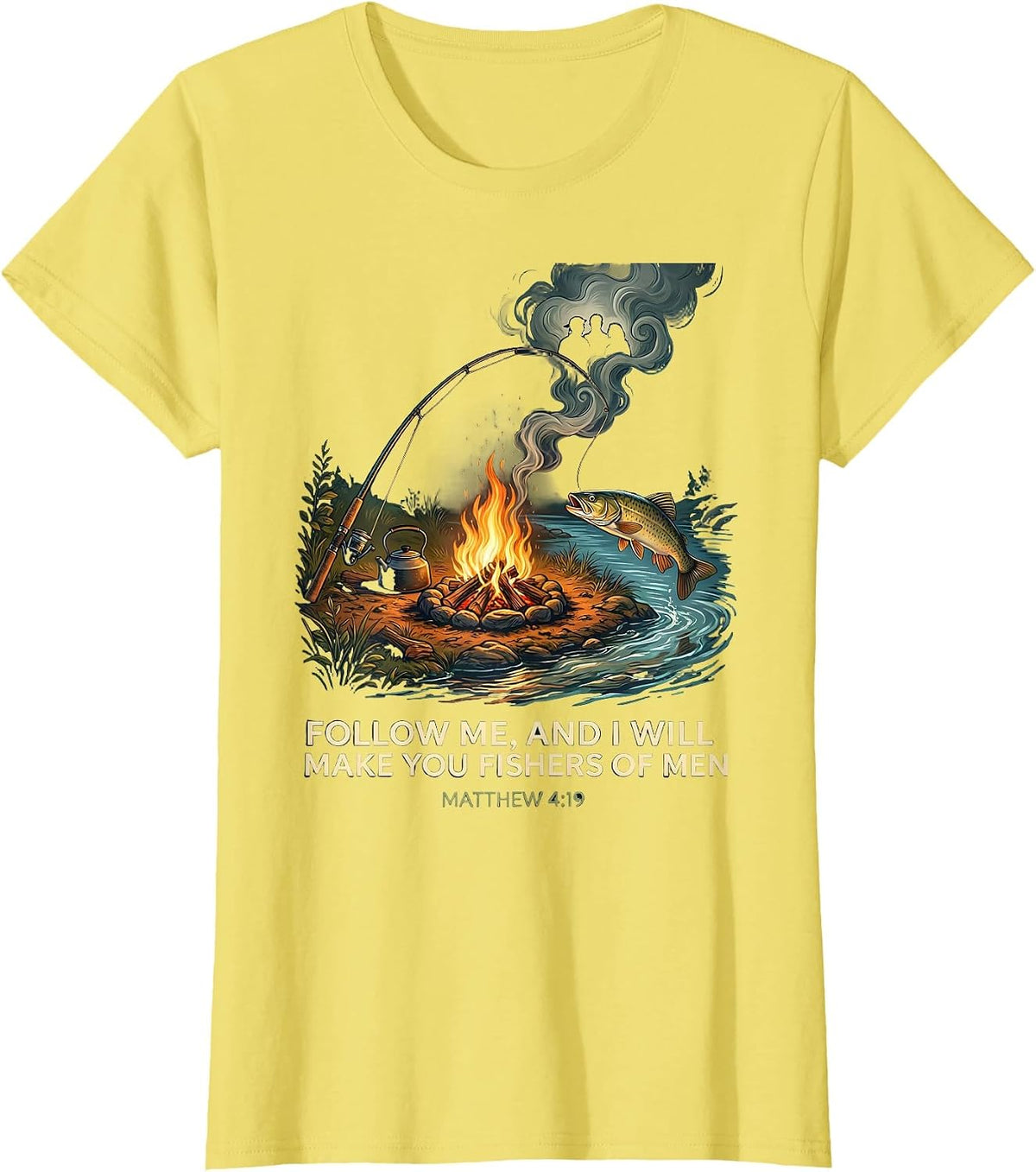 Women's Follow Me, And I Will Make You Fishers Of Men — Matthew 4:19 T-Shirt - Lemon Yellow