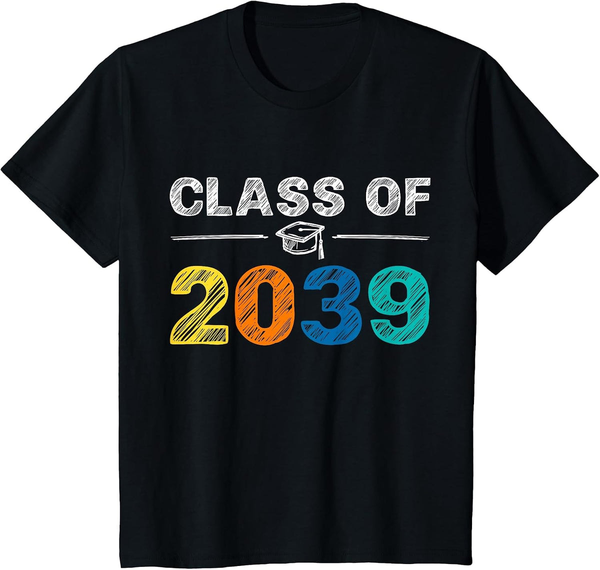 Class of 2039 Grow with Me First Day of School Graduation T-Shirt - Black