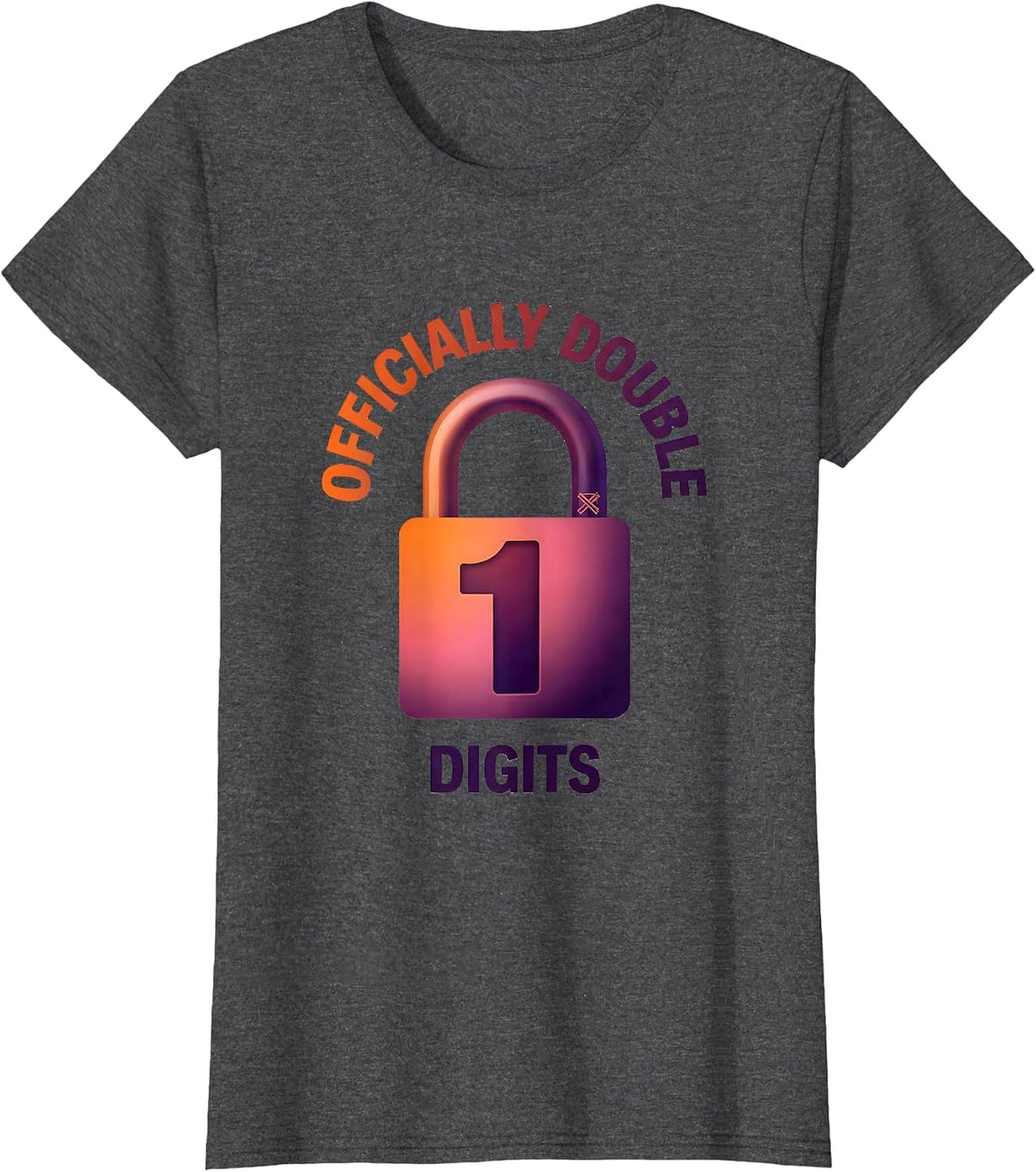 Women's Officially Double Digits Gradient Level Unlocked Gamer T-Shirt - Dark Heather Grey