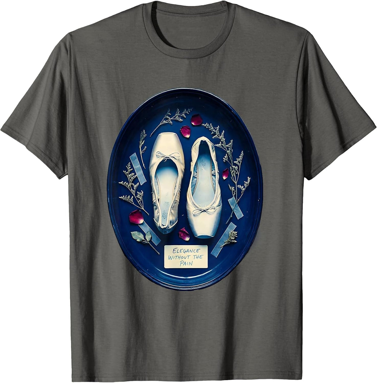 Elegance Without The Pain Ballet Flat Design T-Shirt - Asphalt Grey