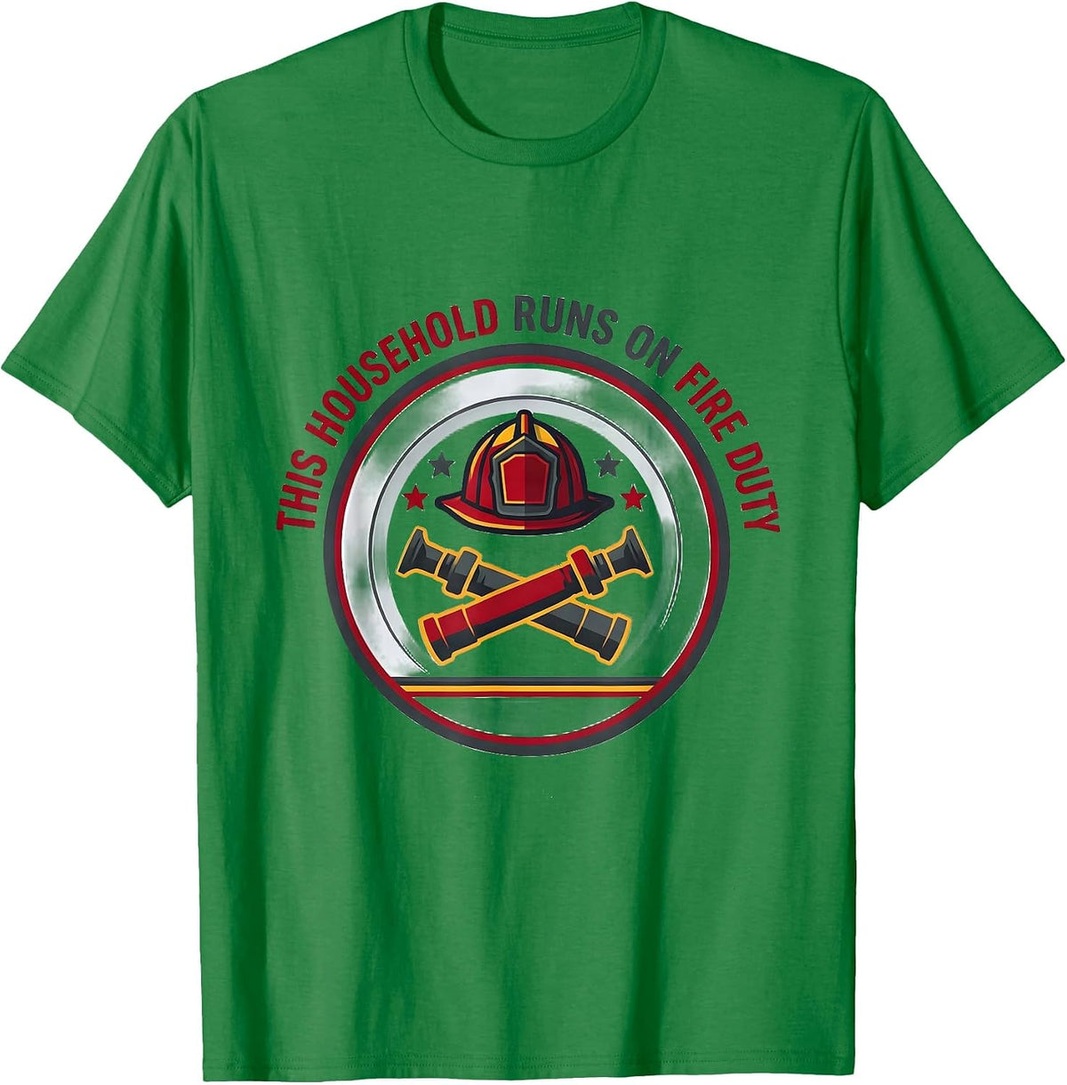 Men's This Household Runs On Fire Duty Funny Firefighter Family T-Shirt - Kelly Green