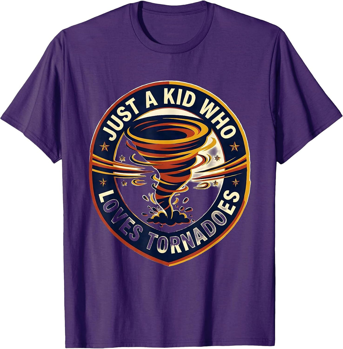 Men's Just A Kid Who Loves Tornadoes Funny Storm Chaser T-Shirt - Purple