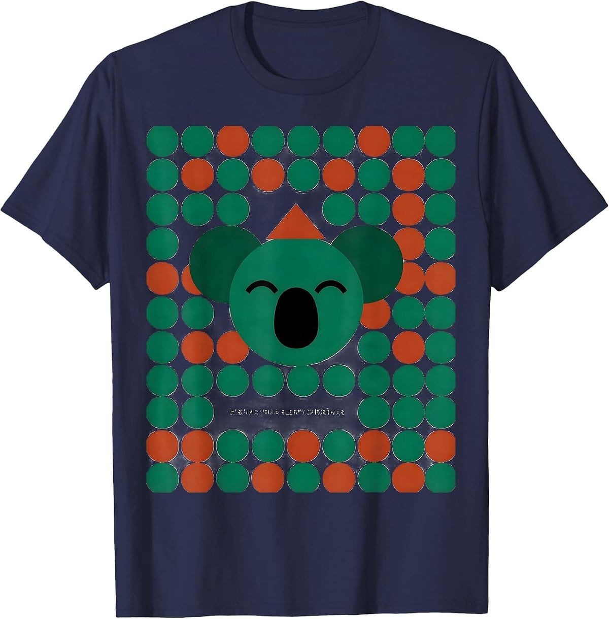 Wishing You A Sleepy Christmas Geometric Koala Lover Cute T-Shirt - Navy Blue