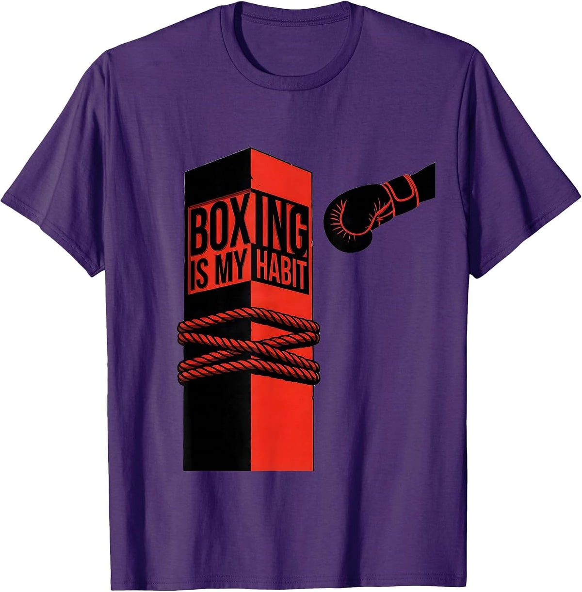 Men's Boxing Is My Habit Minimalist Boxing Fan Trainer Gift T-Shirt - Purple