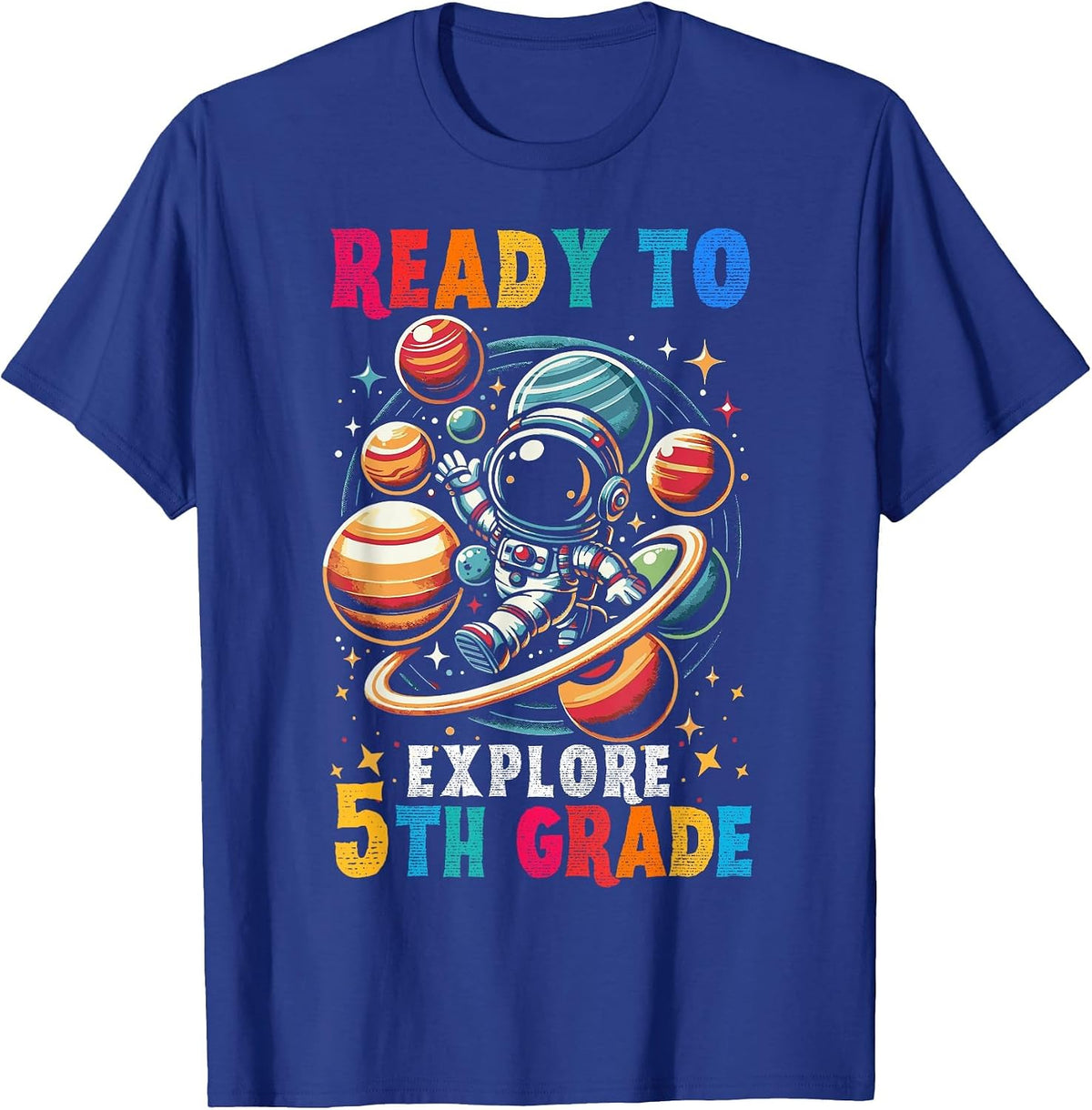 First Day Kids Welcome Back to School Astronaut 5th Grade T-Shirt - Royal Blue