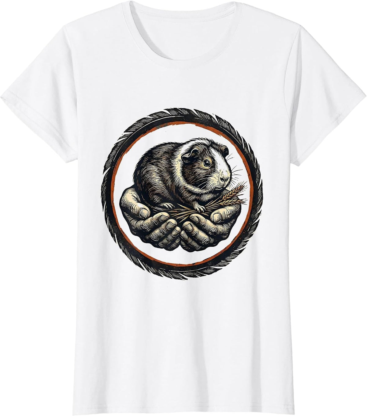 Guinea Pig Seal Linocut Pet Lover Humor T-Shirt - White