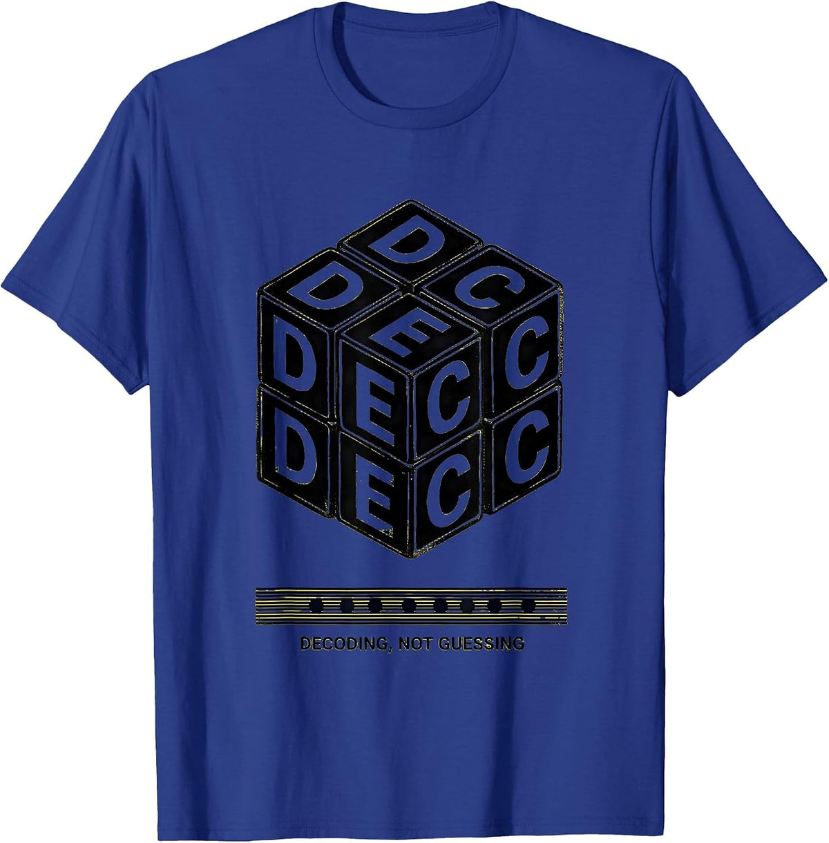 Decoding, Not Guessing Funny Reading Teacher Literacy Humor T-Shirt - Royal Blue