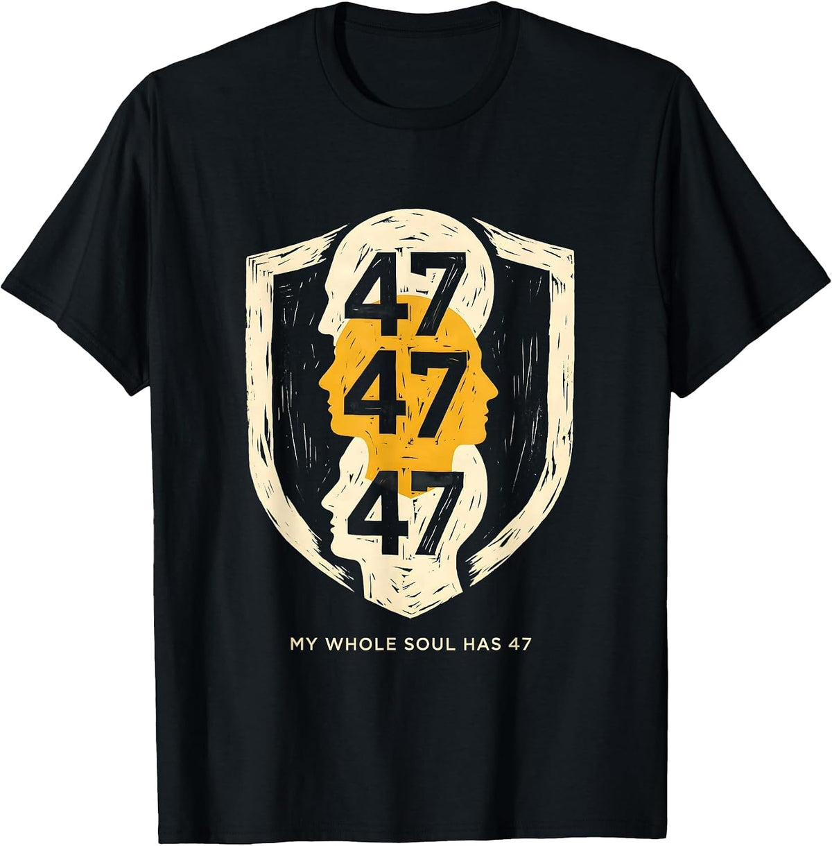 Men's My Whole Soul Has 47 Linocut Down Syndrome Awareness Homie T-Shirt - Black